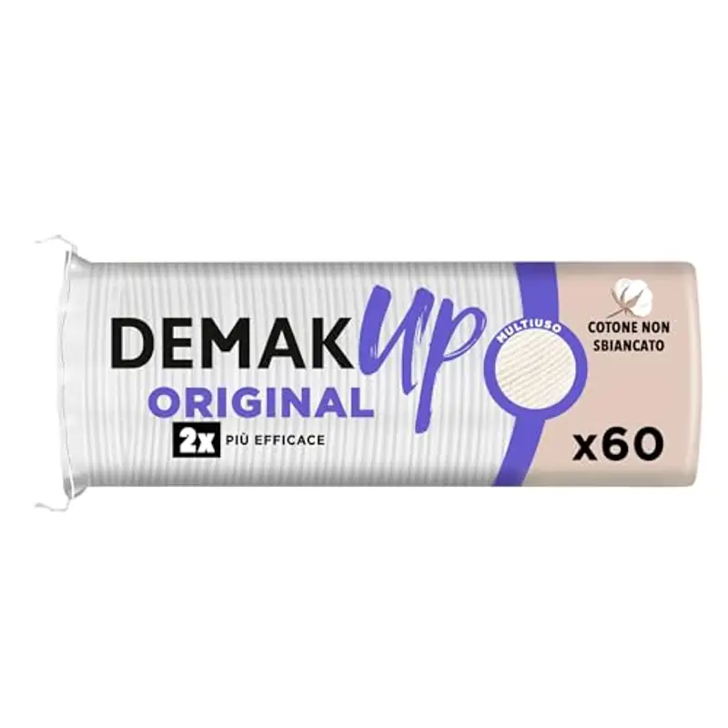 Demak'Up Original 60 Dischetti Struccanti, Non Sbiancati, Fibre di Cotone Naturali