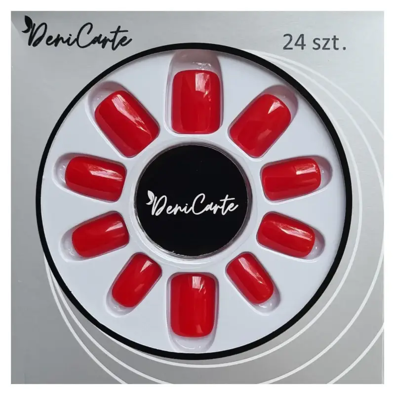 DeniCarte Square - Unghie finte corte pre-assemblate, vari colori Rosso Classico