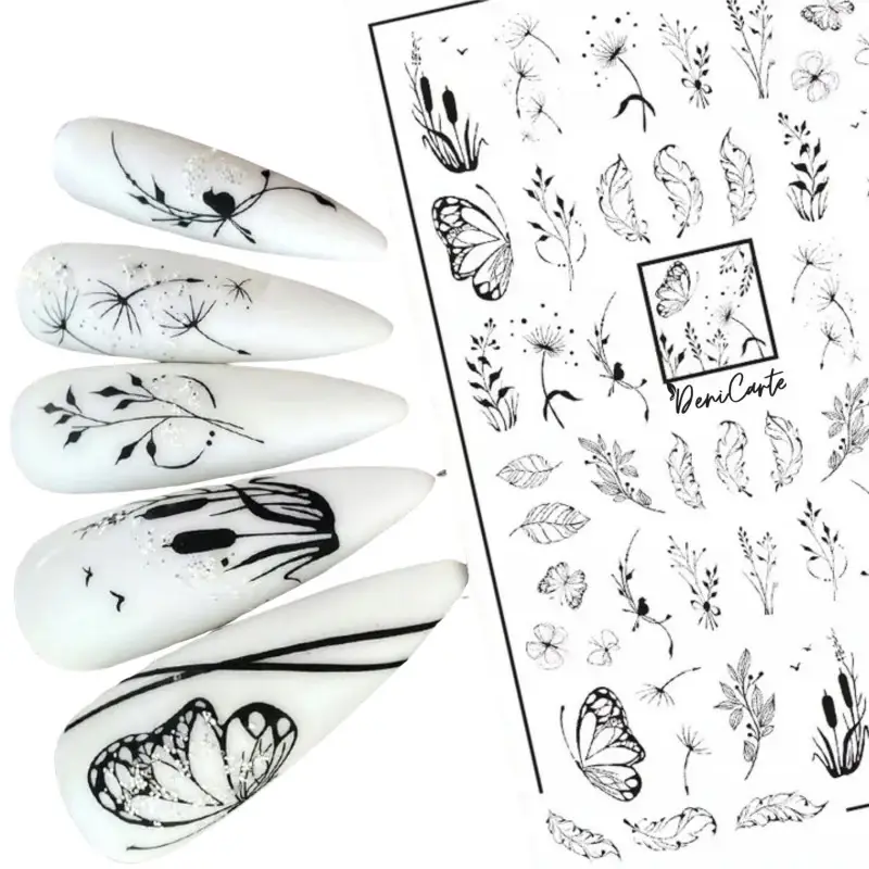 Stickers Black Butterflies - adesivi per unghie autoadesivi