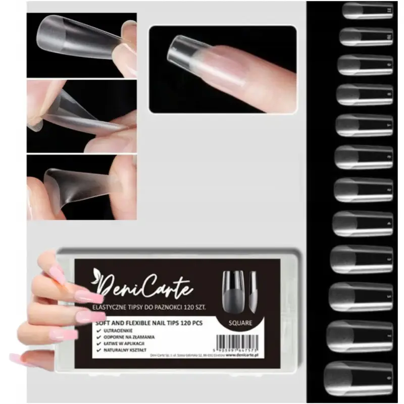 Tips Flessibile Quadrato - trasparente, quadrato, 120 pt