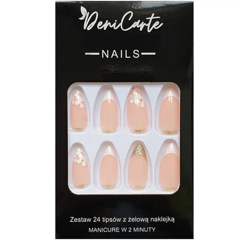 Tipsy French - Unghie finte in stile francese Fiori bianchi