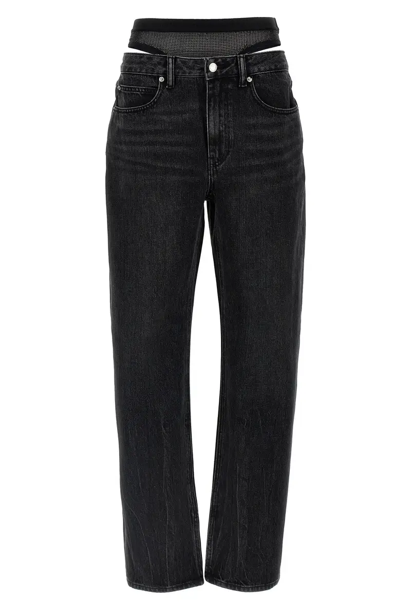 Jeans Slit Hem Prestyle Hotfix Mesh Undie Nero