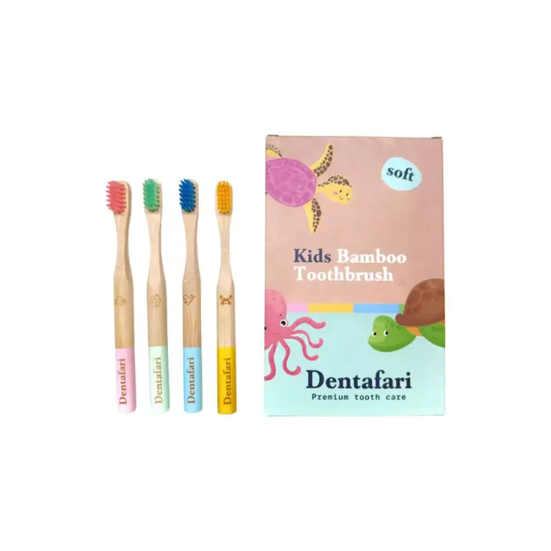 Set di 4 Spazzolini da Denti in Bambù per Bambini