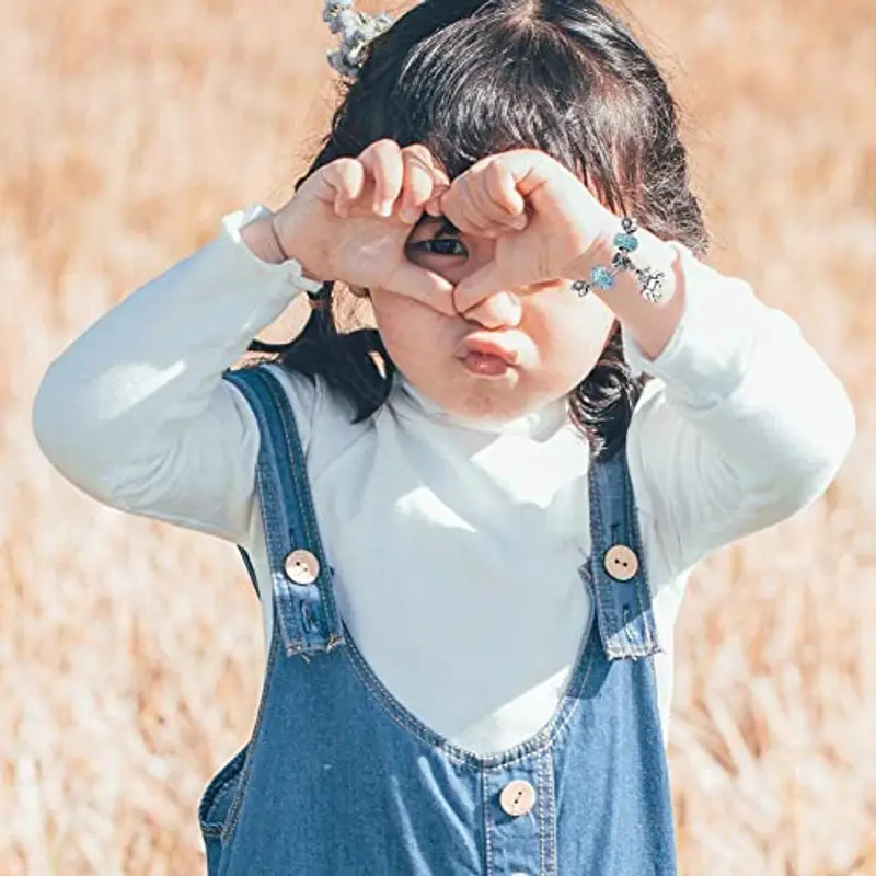 Deolven Braccialetti per Bambini con Unicorno, Braccialetto in Cristallo Scintillante Rosa per Ragazze Bracciale per Compleanno Bambina da 6-12 anni Blu 14cm miniatura 2