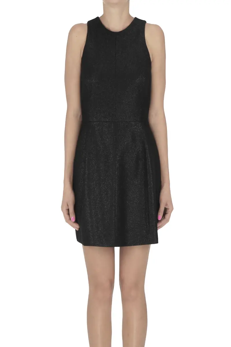 Mini abito in panno con lurex Nero