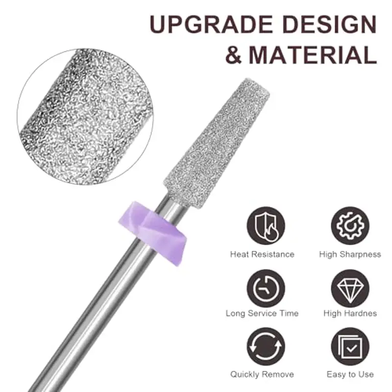 Depvko Set di 10 punte fresa unghie diamantate, 3/32 pollici per trapani per unghie, set di punte per cuticole per unghie, strumento di rimozione acrilico, set per manicure per vernice, salone a casa miniatura 2