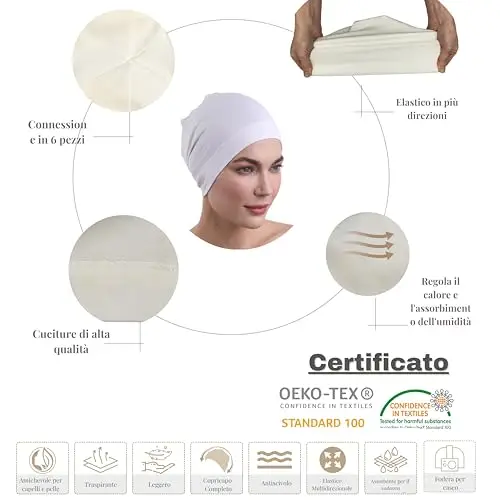 Deresina Headwear Cuffia da Notte in bambù, Copricapo Chemioterapia miniatura 2