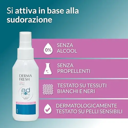 Dermafresh Ad Hoc Ipersudorazione, Deodorante Attivo Spray, Antitraspirante, Senza Macchia, Senza Alcol, No Gas, 100 ml miniatura 3