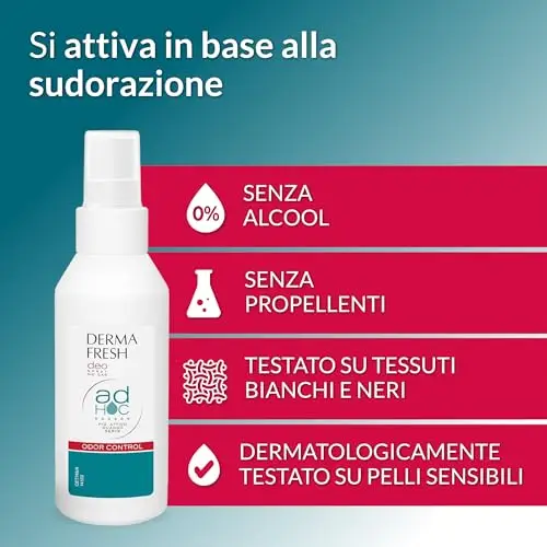 Dermafresh Ad Hoc Odor Control, Deodorante Attivo Spray, Antiodore, Senza Alcol, No Gas, 100 ml miniatura 3