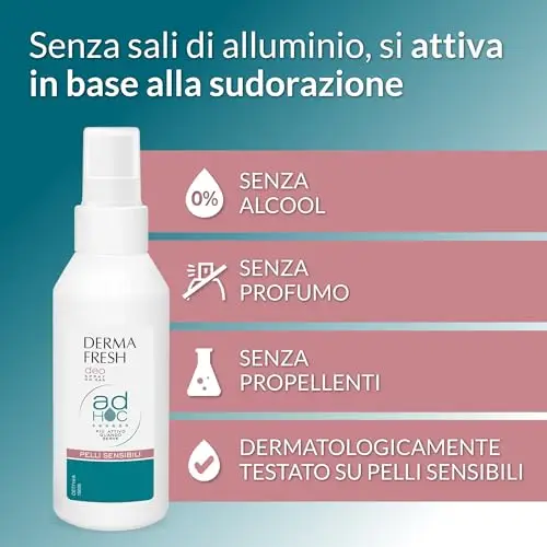 Dermafresh Ad Hoc Pelli Sensibili, Deodorante Spray Delicato, Senza Alluminio, Senza Alcol, No Gas, 100 ml miniatura 3
