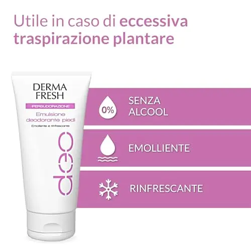 Dermafresh Ipersudorazione, Crema Deodorante Piedi, Antitraspirante, 100 ml miniatura 3