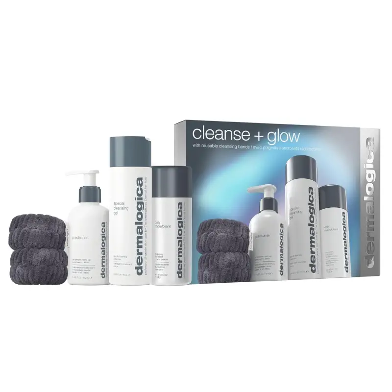 Cleanse + Glow Set Dermalogica Gel Detergente Speciale Viso 250 ml + Precleanse Elimina le Impurità Olio Viso 150 ml + Microfoliante Quotidiano Polve