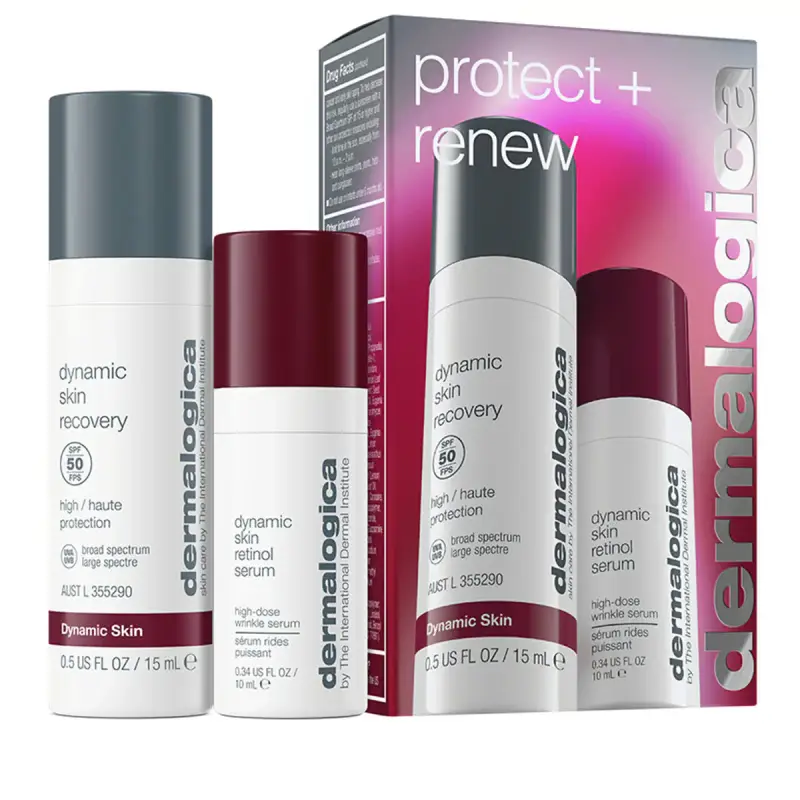 Protect + Renew Set Dermalogica Dynamic Skin Retinol siero antirughe Per Il Viso 10 ml + Dynamic Skin Retinol siero antirughe Per Il Viso SPF 50 15 m