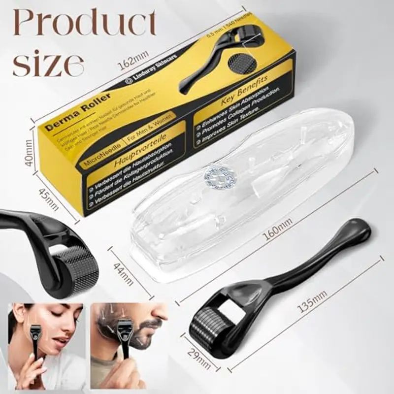 Dermaroller Capelli, Microneedling Derma Roller, Micro-Ago Roller 0, 5 mm 540-Aghi Rullo Derma per Crescita Dei miniatura 2
