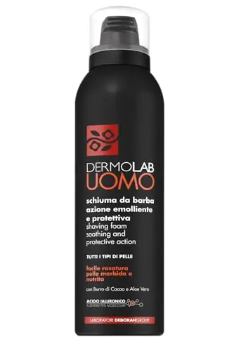 Dermolab Uomo - Schiuma da Barba ad Azione Emolliente e Protettiva, con Aloe Vera e Burro di Cacao, per tutti i tipi di