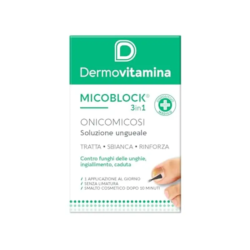 Dermovitamina Micoblock 3in1 Antimicotico Unghie - Smalto Rinforzante Unghie - Smalto Curativo - Tratta le Infezioni