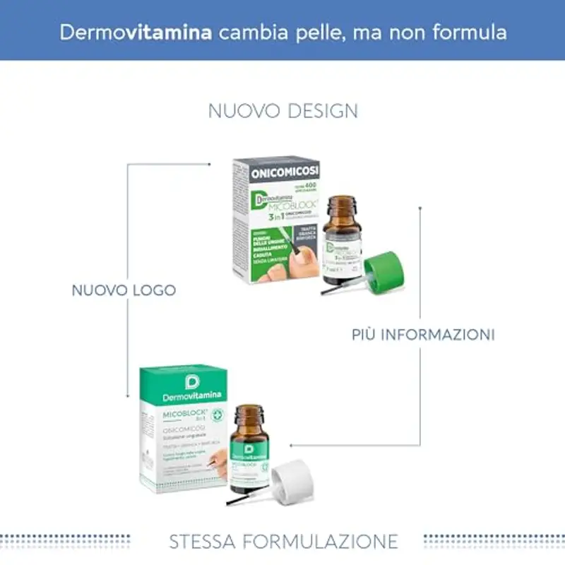 Dermovitamina Micoblock 3in1Onicomicosi - Micosi Unghie Piedi - Smalto Curativo - Tratta le Infezioni Fungine - Contro Ingiallimento e Caduta - Azione Sbiancante - 7ml miniatura 2