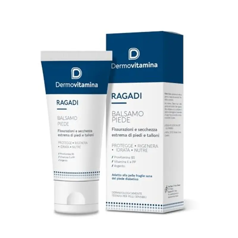Dermovitamina Ragadi Crema Piedi - Balsamo rigenerante - Contro ragadi, fissurazioni e secchezza estrema- Per piedi secchi screpola - Effetto barriera - 75 ml