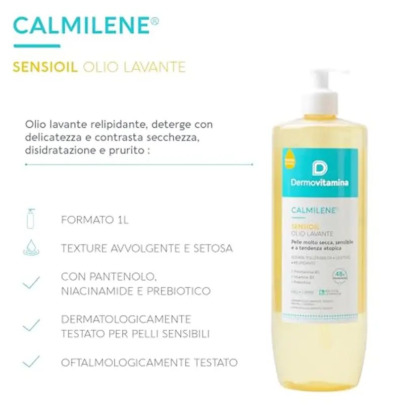 Dermovitamina Sensioil 1L - Olio Doccia Delicato - Olio Lavante Pelli Sensibili - Alta Tollerabilità - Azione Struccante e Lenitiva - Morbidezza della Pelle - Per Tutta la Famiglia miniatura 3