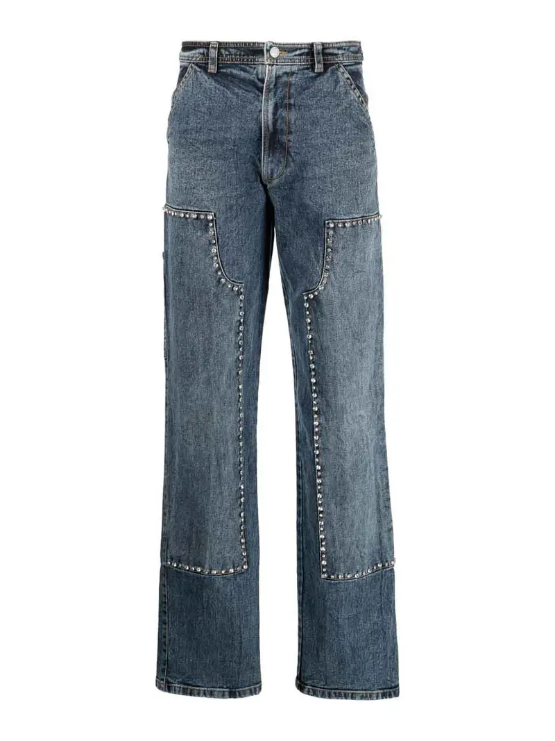 Pantaloni in denim ricamato Lavaggio chiaro