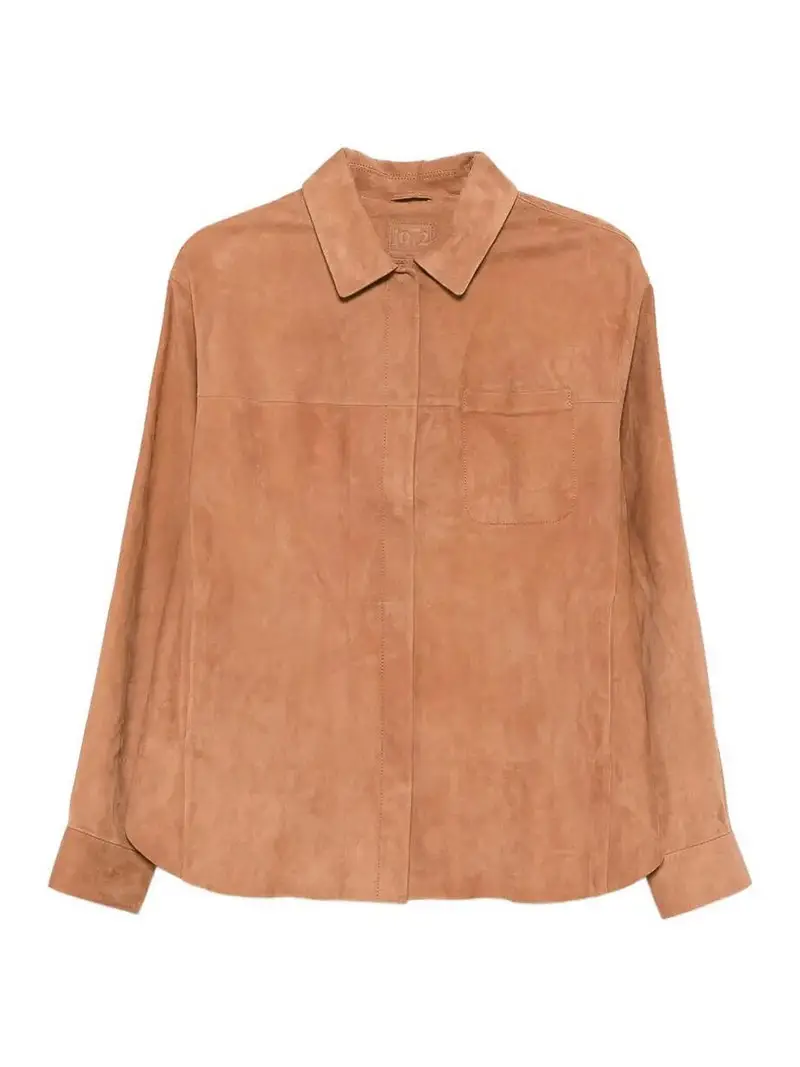 Giacca-camicia in pelle Cammello