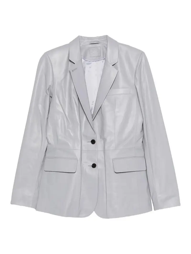 Giacca classica in pelle Grigio Chiaro