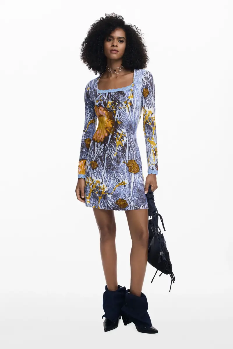 Abito a costine con bottoni BLUE