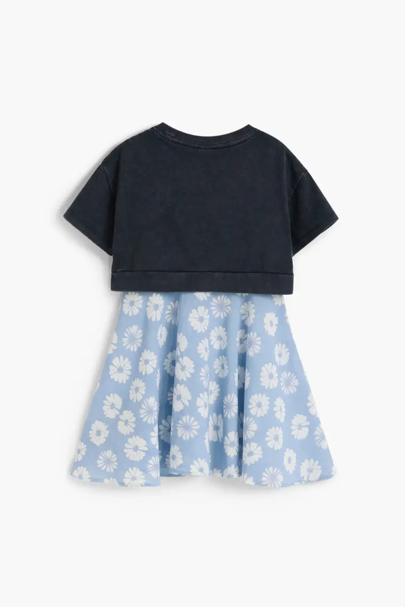 Abito a doppio strato con fiori BLUE miniatura 2