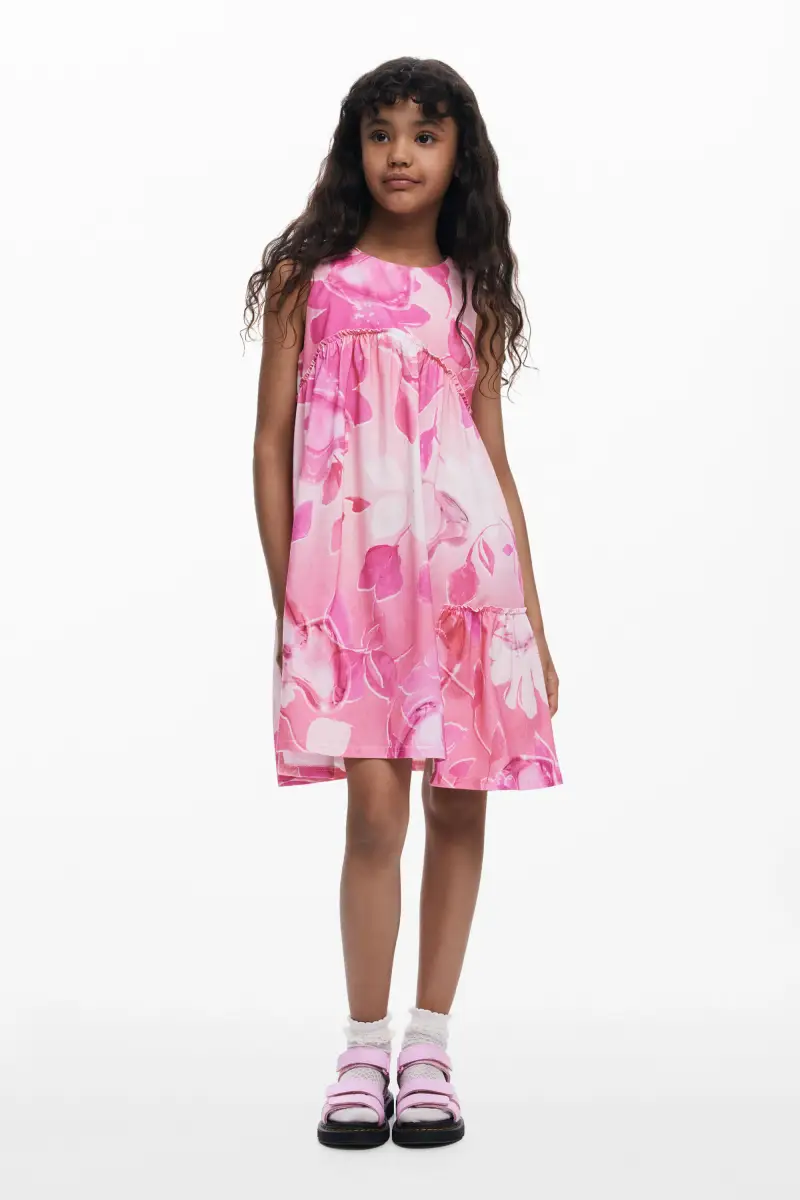 Abito a fiori arricciato RED miniatura 2