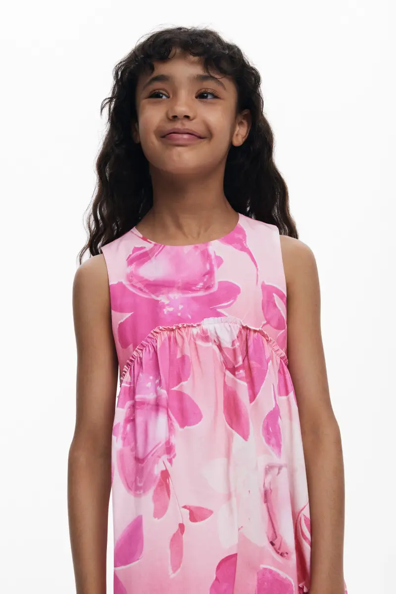 Abito a fiori arricciato RED