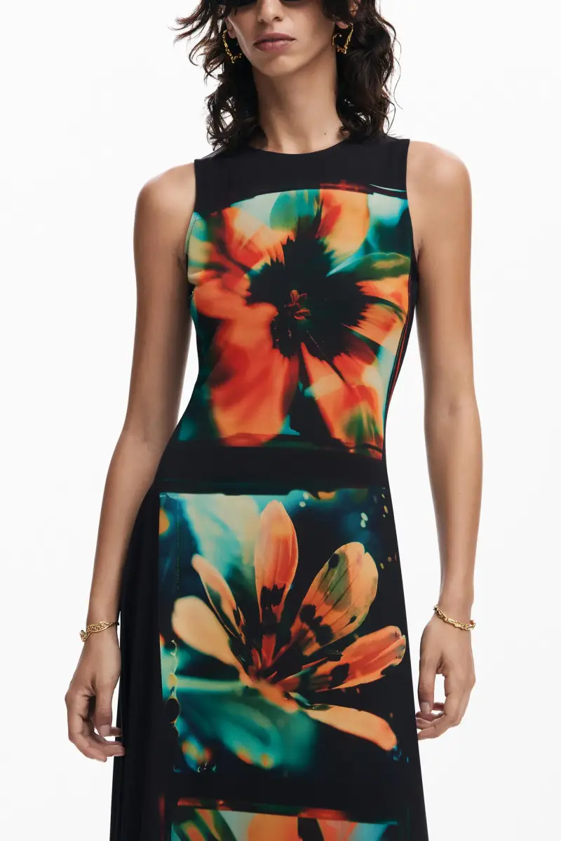 Abito a fiori stampati BLACK miniatura 2