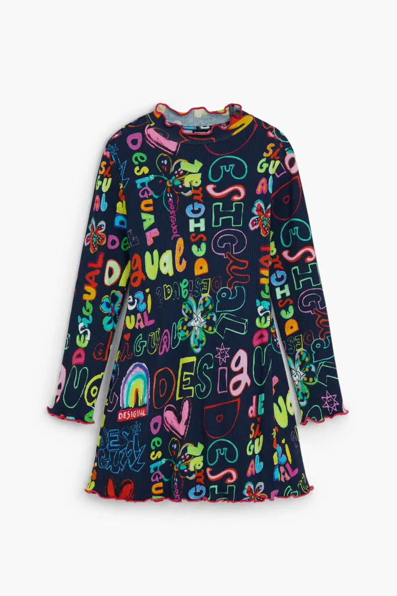 Abito a maniche lunghe con lettering BLUE