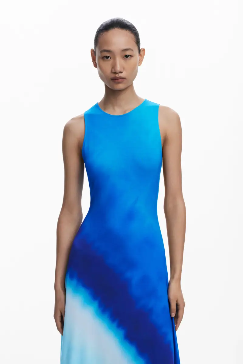 Abito arricciato tie-dye BLUE miniatura 2