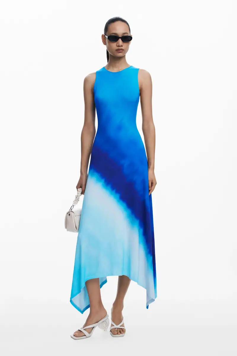 Abito arricciato tie-dye BLUE