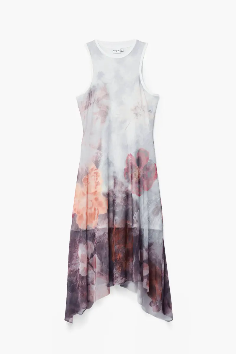 Abito asimmetrico a fiori BLACK