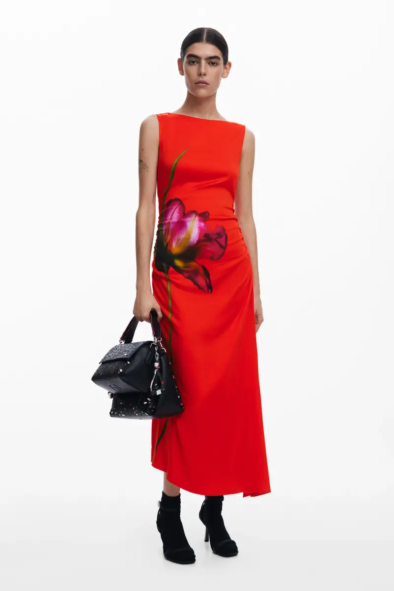 Abito asimmetrico orchidea RED