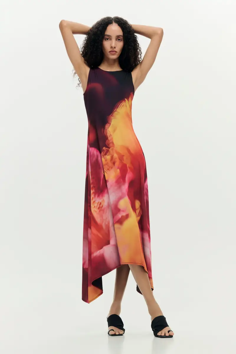 Abito asimmetrico senza maniche BLACK