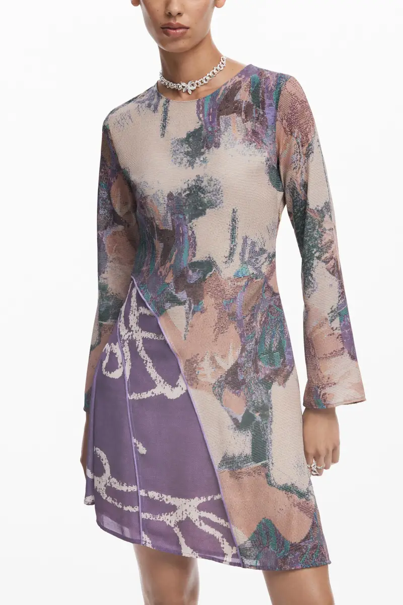 Abito asimmetrico stampato BROWN miniatura 2