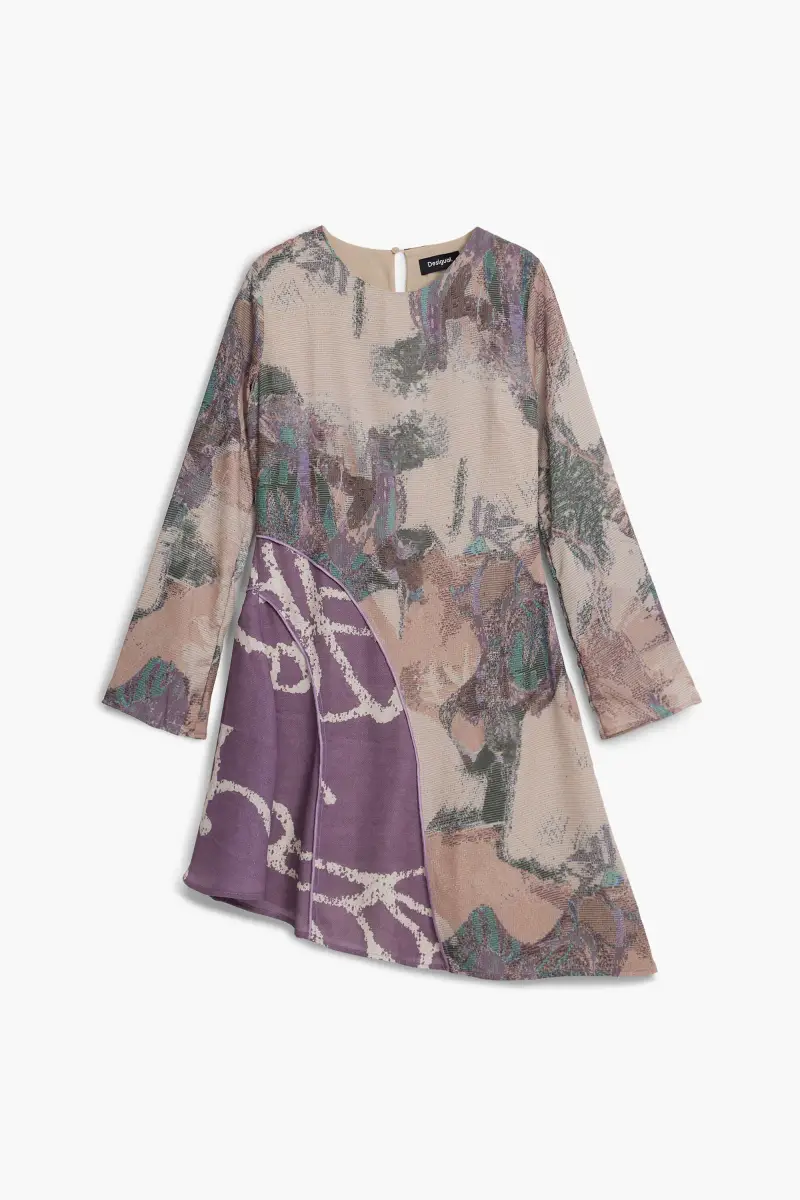 Abito asimmetrico stampato BROWN