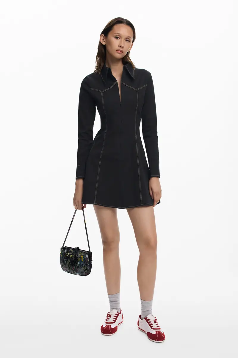 Abito camicia con cerniera BLACK