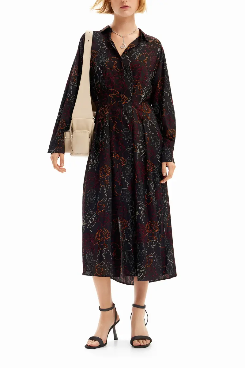 Abito chemisier midi volti BLACK miniatura 2