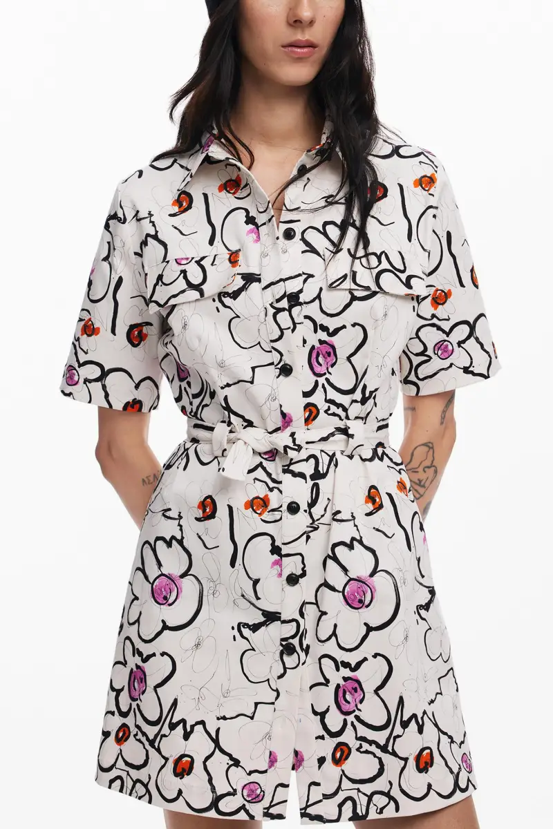 Desigual Abito corto con fiori disegnati miniatura 2