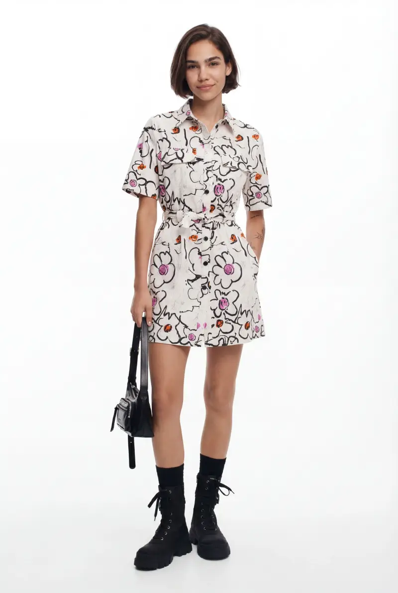 Desigual Abito corto con fiori disegnati
