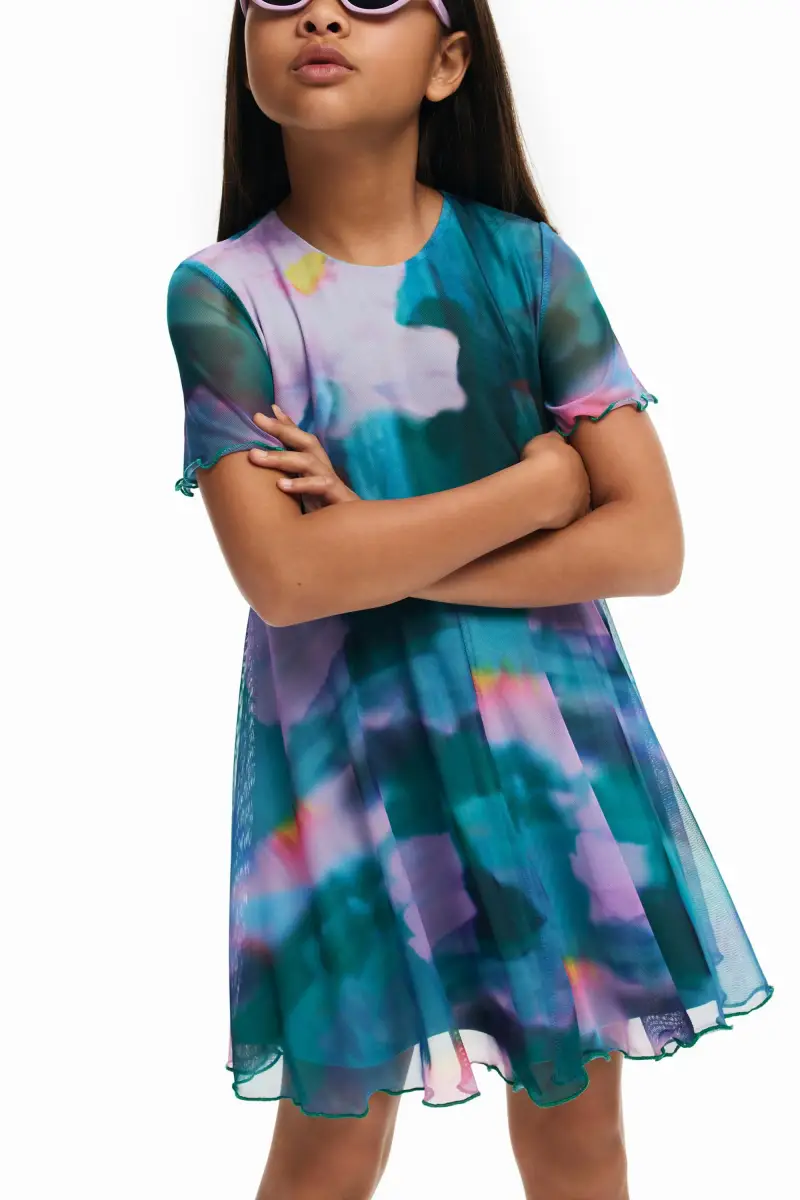 Abito con gonna plissettata GREEN miniatura 2