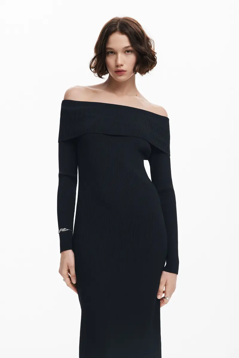 Abito con scollo bardot BLACK miniatura 2