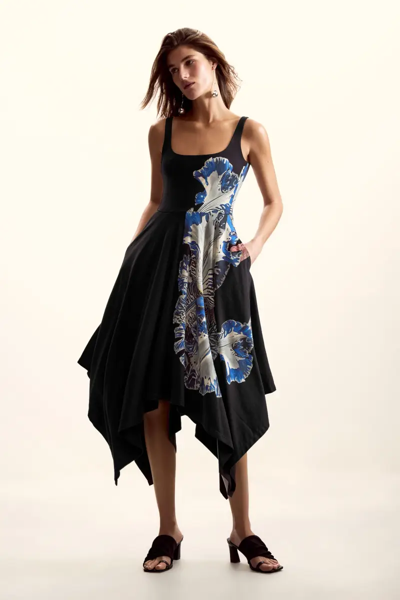 Abito con spalline asimmetrico BLACK