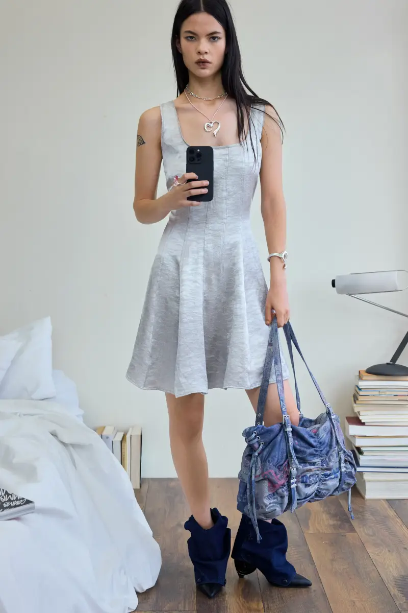 Abito corto a pannelli BLACK miniatura 2