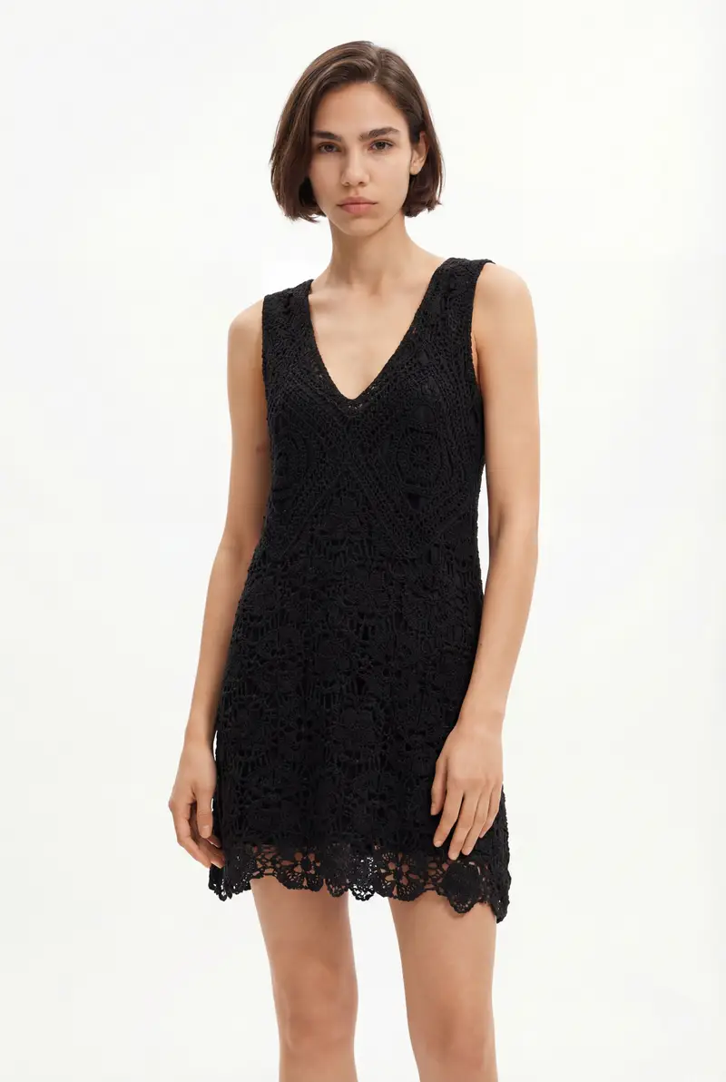 Abito corto all uncinetto BLACK