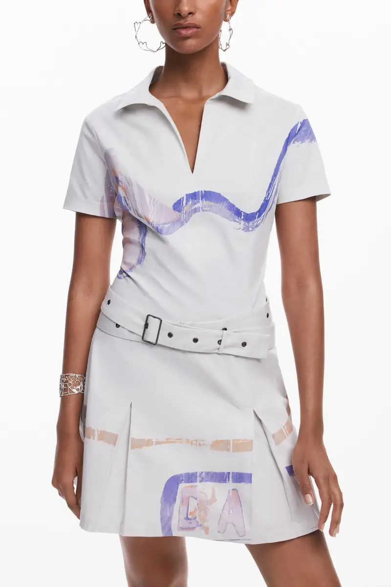 Abito corto con cintura WHITE miniatura 2