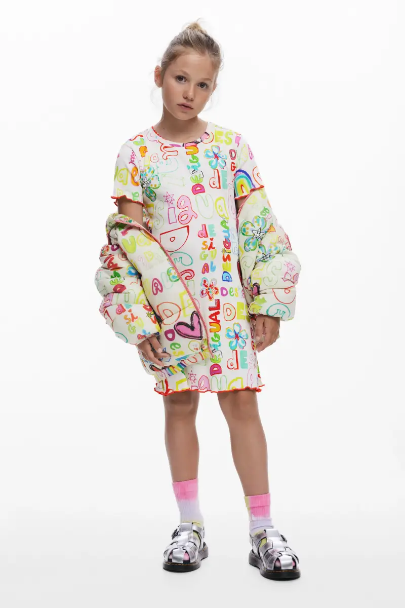 Abito corto con lettering WHITE miniatura 2